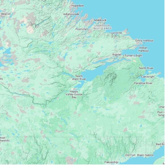 basemap 480 by 480 kilometres with centre at 53.5N 60.0W