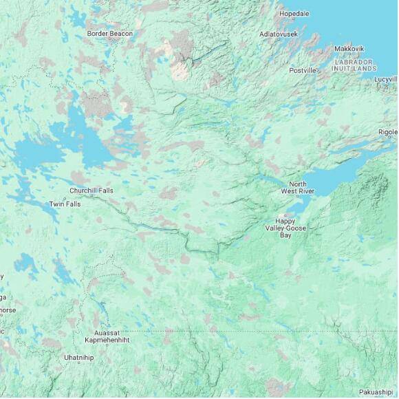 basemap 480 by 480 kilometres with centre at 53.5N 62.0W
