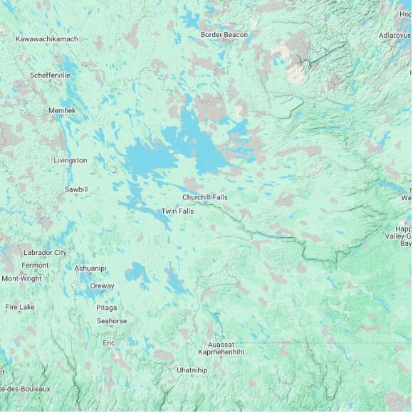 basemap 480 by 480 kilometres with centre at 53.5N 64.0W