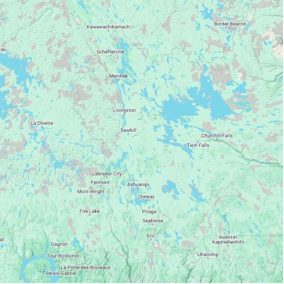 basemap 480 by 480 kilometres with centre at 53.5N 66.0W