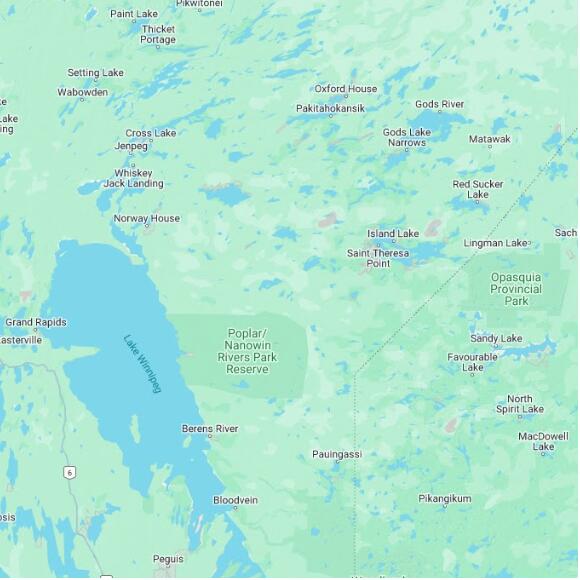 basemap 480 by 480 kilometres with centre at 53.5N 96.0W