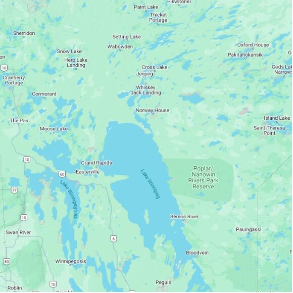 basemap 480 by 480 kilometres with centre at 53.5N 98.0W