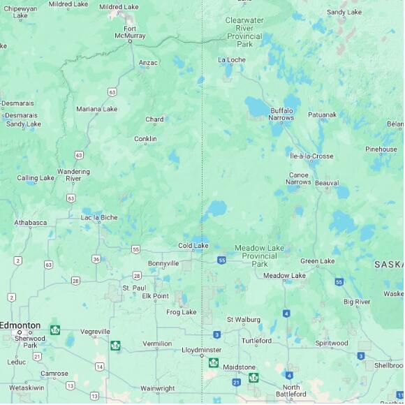 basemap 480 by 480 kilometres with centre at 55.0N 110.0W