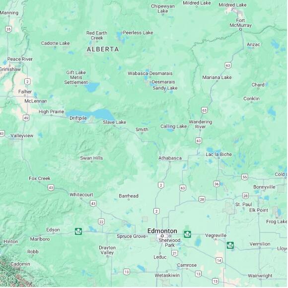 basemap 480 by 480 kilometres with centre at 55.0N 114.0W