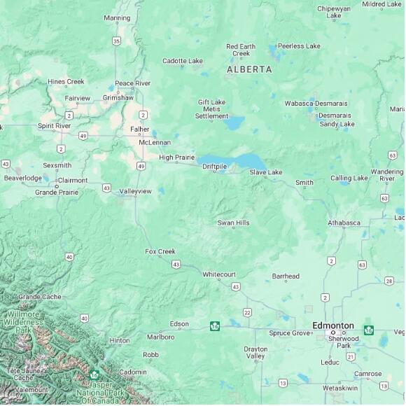 basemap 480 by 480 kilometres with centre at 55.0N 116.0W