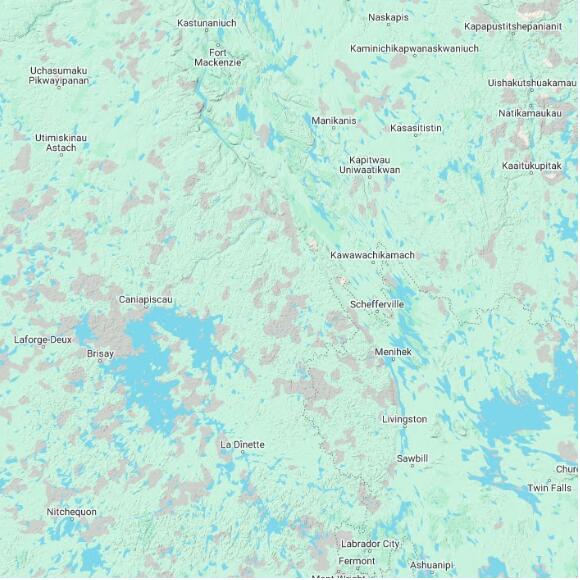 basemap 480 by 480 kilometres with centre at 55.0N 68.0W