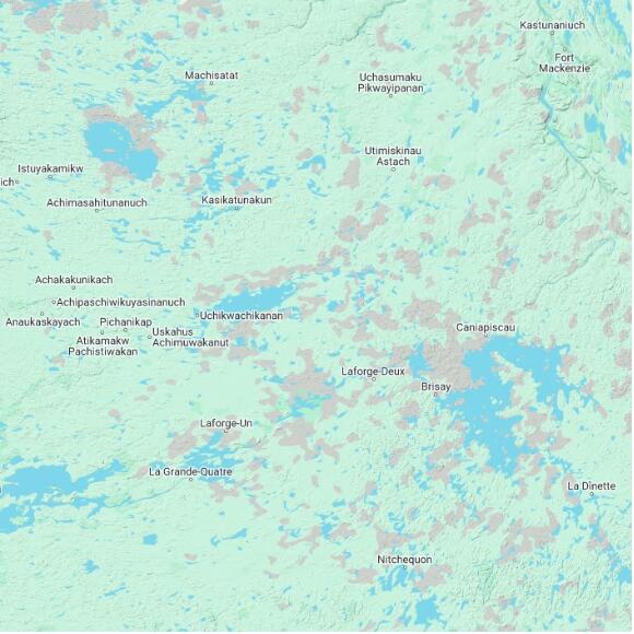 basemap 480 by 480 kilometres with centre at 55.0N 72.0W