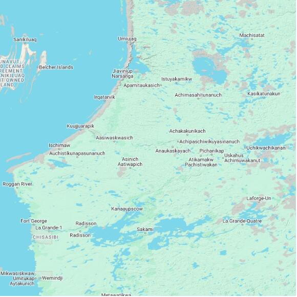 basemap 480 by 480 kilometres with centre at 55.0N 76.0W