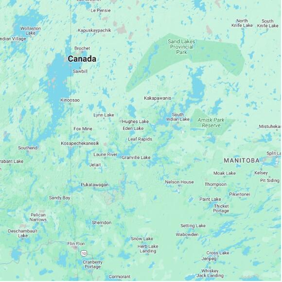basemap 480 by 480 kilometres with centre at 56.5N 100.0W