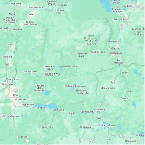 basemap 480 by 480 kilometres with centre at 56.5N 114.0W