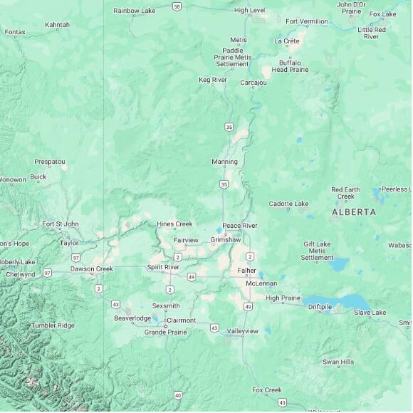 basemap 480 by 480 kilometres with centre at 56.5N 118.0W