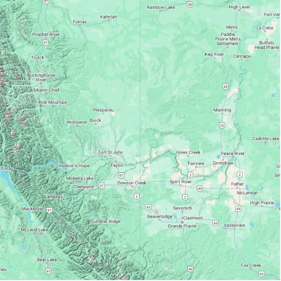basemap 480 by 480 kilometres with centre at 56.5N 120.0W