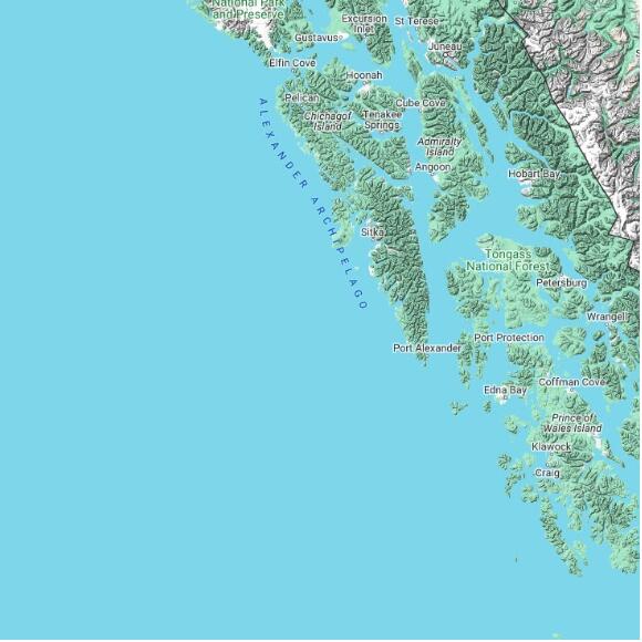 basemap 480 by 480 kilometres with centre at 56.5N 136.0W