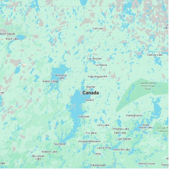 basemap 480 by 480 kilometres with centre at 58.0N 102.0W