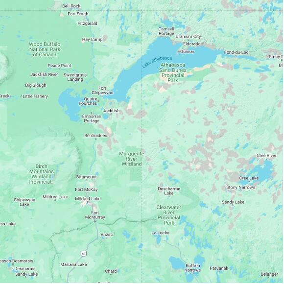 basemap 480 by 480 kilometres with centre at 58.0N 110.0W