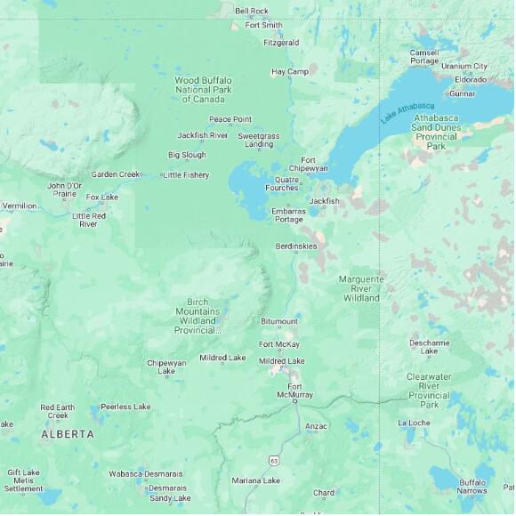 basemap 480 by 480 kilometres with centre at 58.0N 112.0W