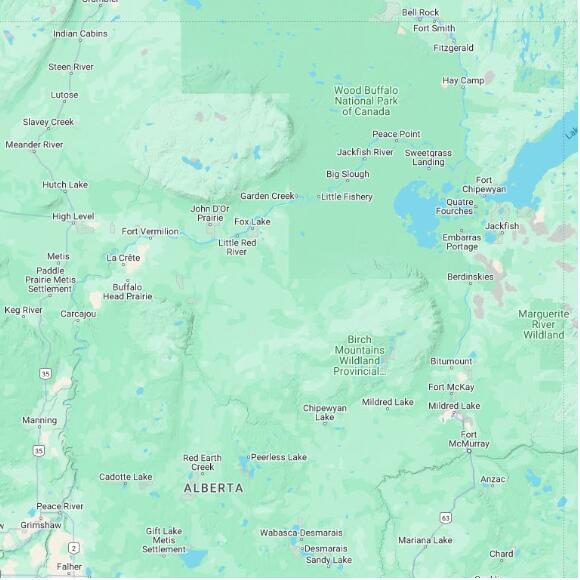 basemap 480 by 480 kilometres with centre at 58.0N 114.0W