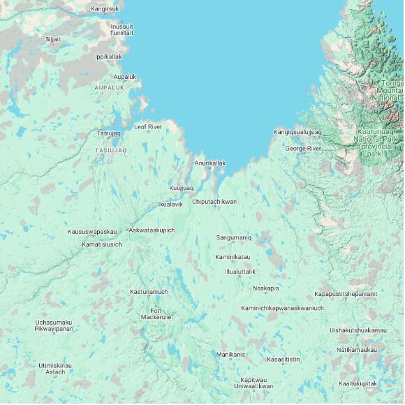 basemap 480 by 480 kilometres with centre at 58.0N 68.0W