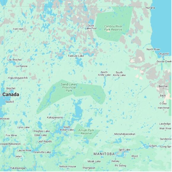 basemap 480 by 480 kilometres with centre at 58.0N 98.0W