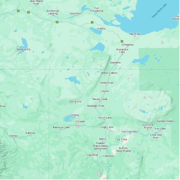 basemap 480 by 480 kilometres with centre at 59.5N 118.0W