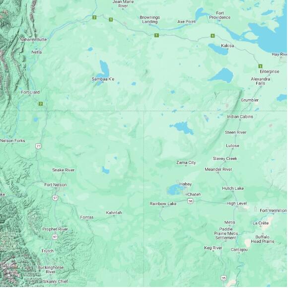 basemap 480 by 480 kilometres with centre at 59.5N 120.0W