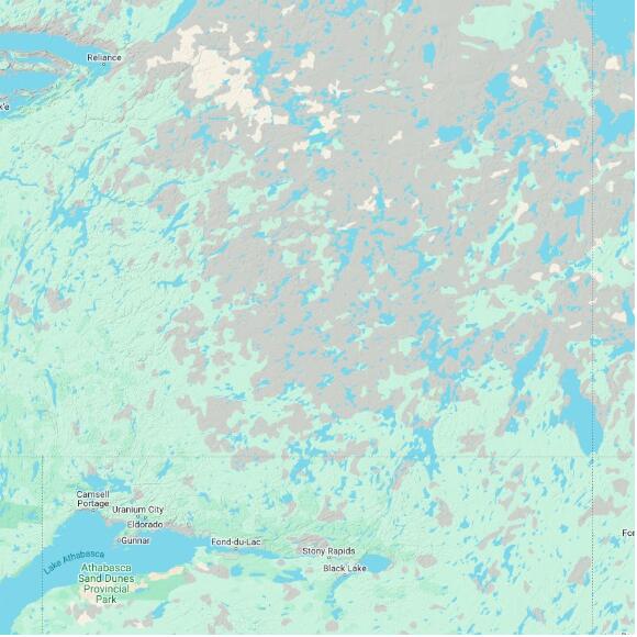 basemap 480 by 480 kilometres with centre at 61.0N 106.0W