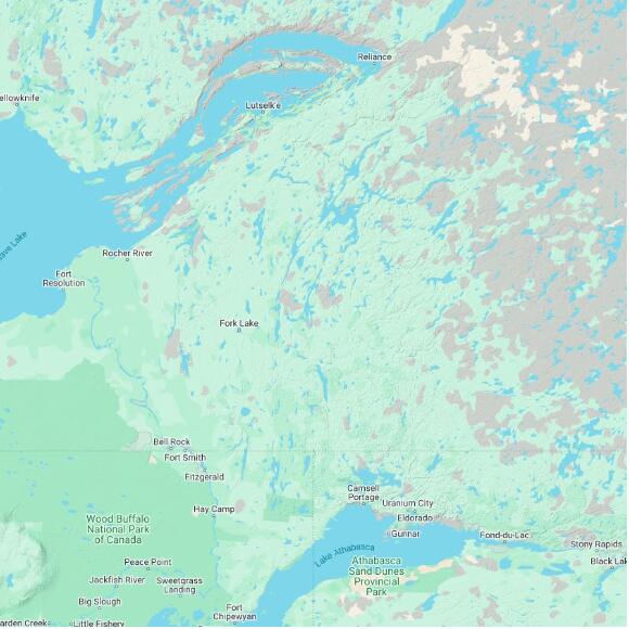 basemap 480 by 480 kilometres with centre at 61.0N 110.0W