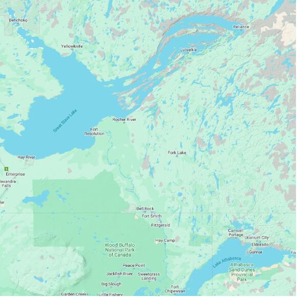 basemap 480 by 480 kilometres with centre at 61.0N 112.0W