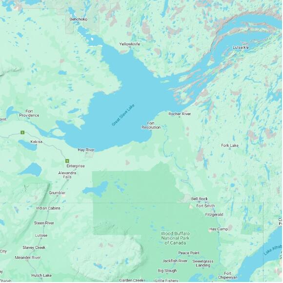 basemap 480 by 480 kilometres with centre at 61.0N 114.0W