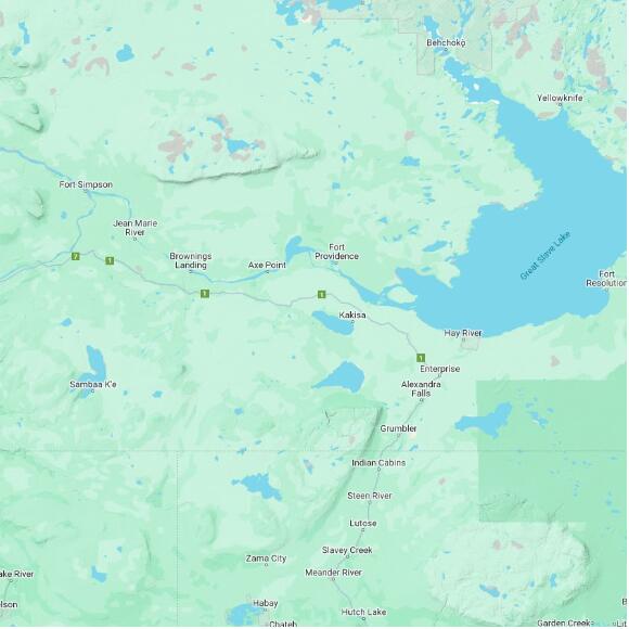 basemap 480 by 480 kilometres with centre at 61.0N 118.0W