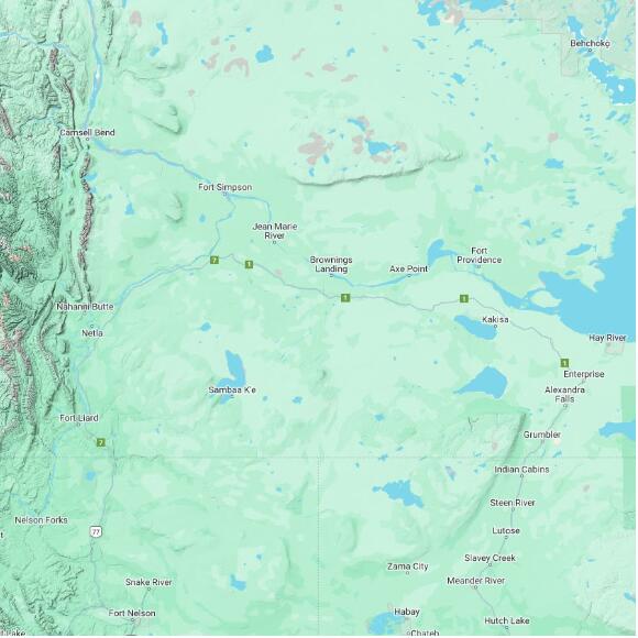 basemap 480 by 480 kilometres with centre at 61.0N 120.0W
