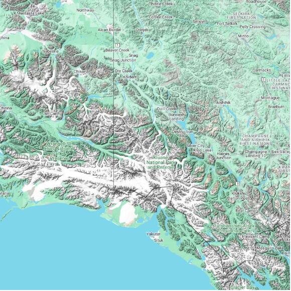 basemap 480 by 480 kilometres with centre at 61.0N 140.0W