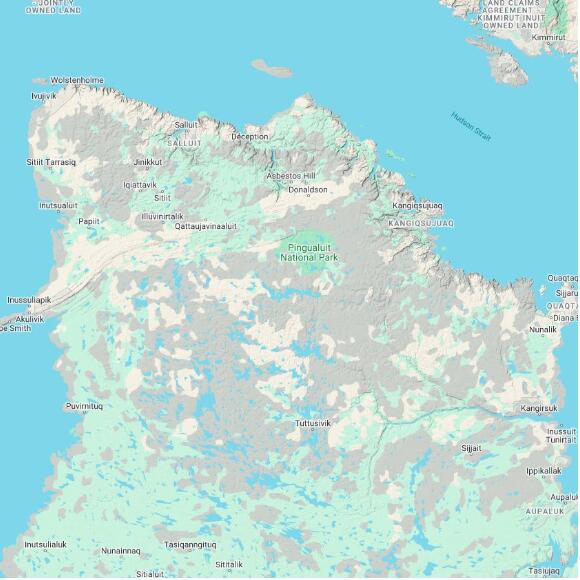 basemap 480 by 480 kilometres with centre at 61.0N 74.0W
