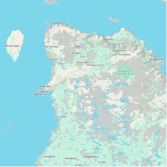 basemap 480 by 480 kilometres with centre at 61.0N 76.0W