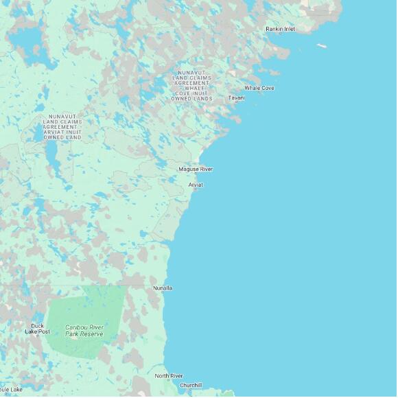 basemap 480 by 480 kilometres with centre at 61.0N 94.0W