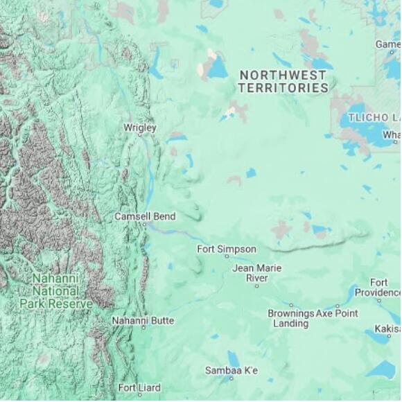 basemap 480 by 480 kilometres with centre at 62.5N 122.0W