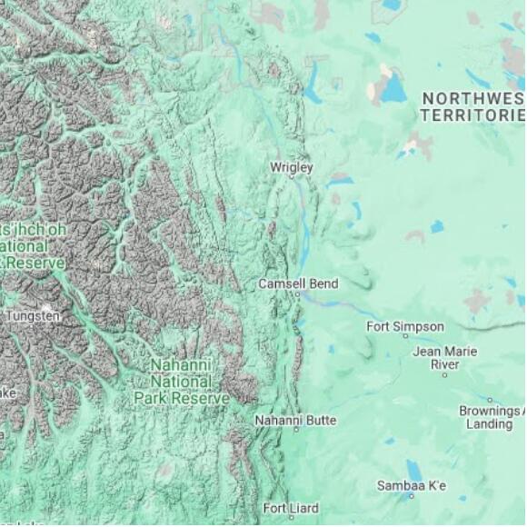 basemap 480 by 480 kilometres with centre at 62.5N 124.0W