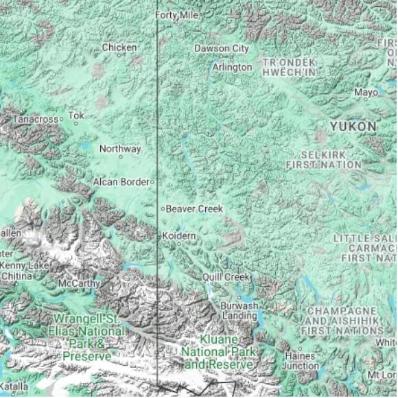 basemap 480 by 480 kilometres with centre at 62.5N 140.0W