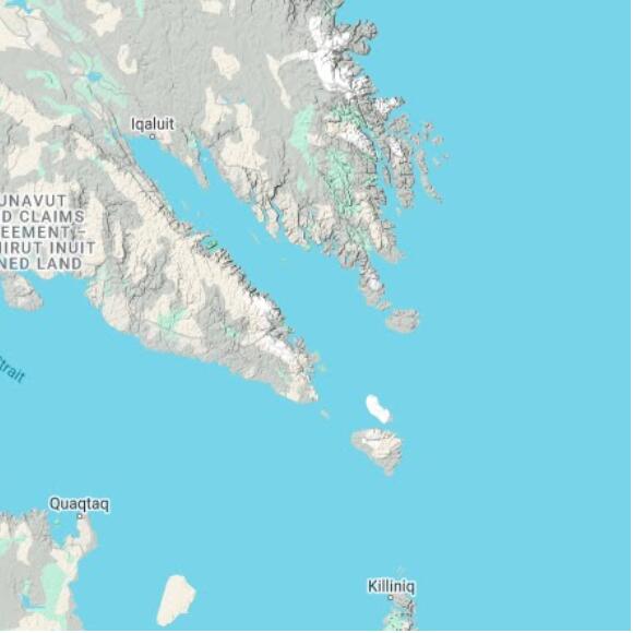basemap 480 by 480 kilometres with centre at 62.5N 66.0W