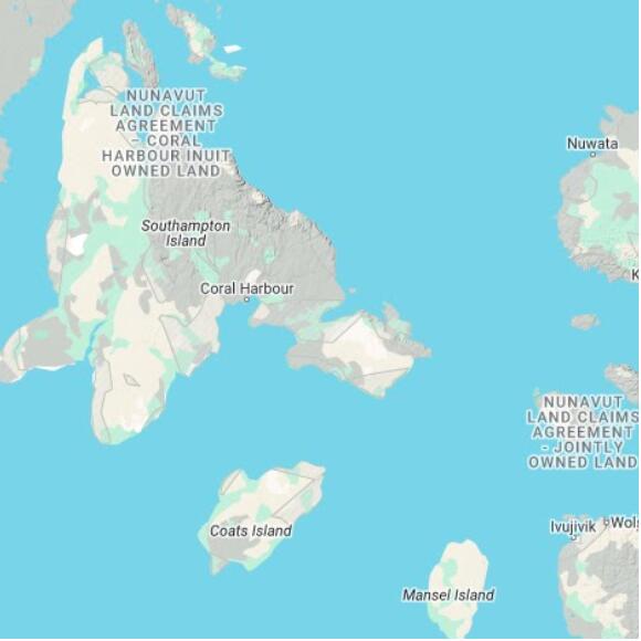 basemap 480 by 480 kilometres with centre at 64.0N 82.0W