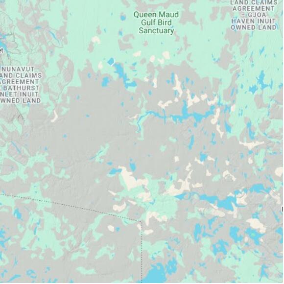 basemap 480 by 480 kilometres with centre at 65.5N 102.0W