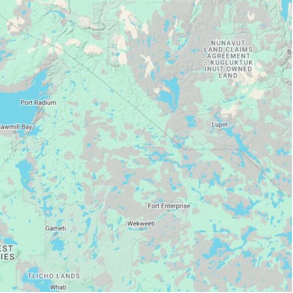 basemap 480 by 480 kilometres with centre at 65.5N 114.0W
