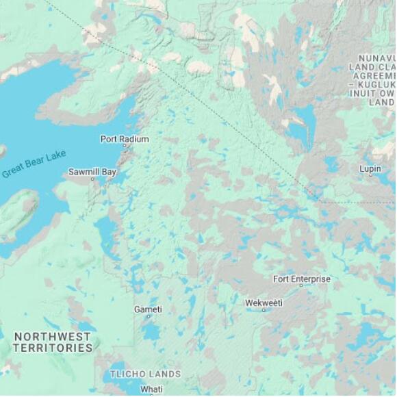 basemap 480 by 480 kilometres with centre at 65.5N 116.0W