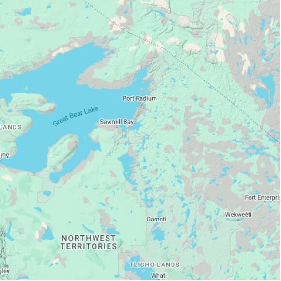 basemap 480 by 480 kilometres with centre at 65.5N 118.0W