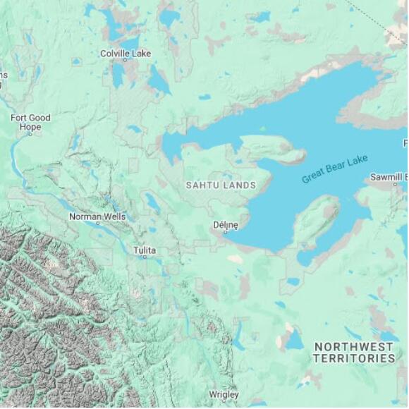 basemap 480 by 480 kilometres with centre at 65.5N 124.0W