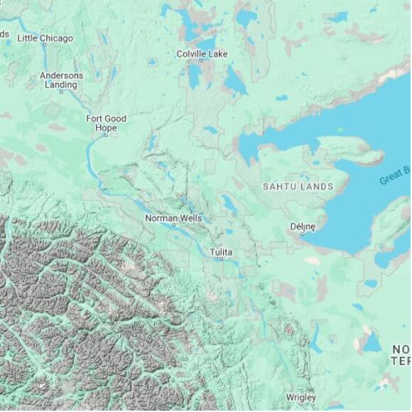 basemap 480 by 480 kilometres with centre at 65.5N 126.0W