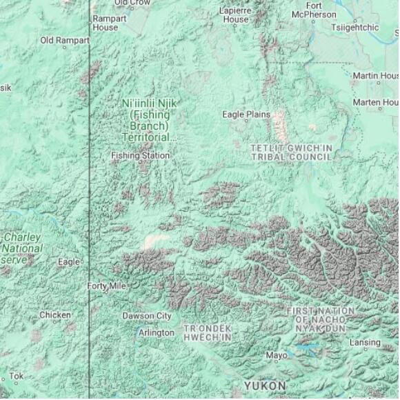 basemap 480 by 480 kilometres with centre at 65.5N 138.0W