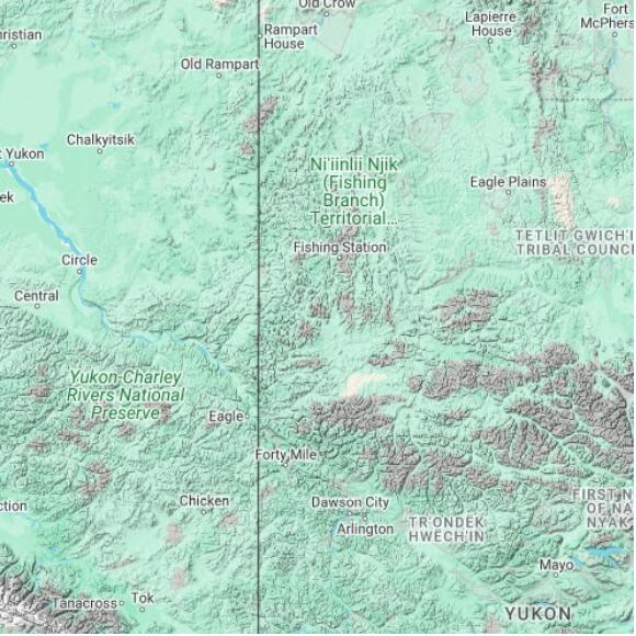 basemap 480 by 480 kilometres with centre at 65.5N 140.0W