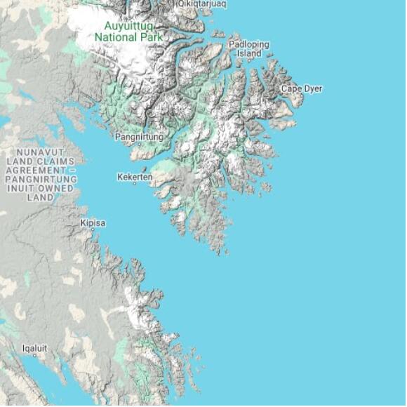 basemap 480 by 480 kilometres with centre at 65.5N 64.0W
