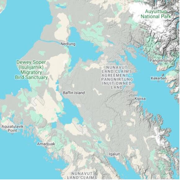 basemap 480 by 480 kilometres with centre at 65.5N 70.0W